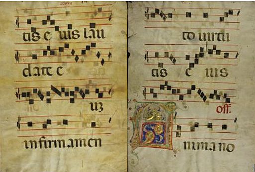 Image Comparing 15th Century Chant Manuscripts